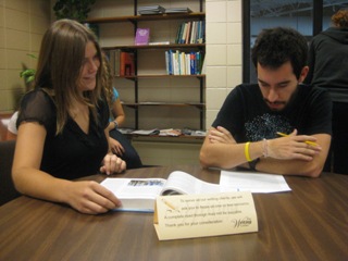 Hal and Hannah in Writing Center