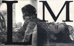 Alice Leora Briggs, detail from "Abecedario de Juárez," sgraffito drawing on panel, 2010.