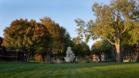 Statue of Ole on AU's campus